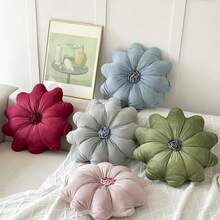 1pc Multi-Color 3D Flower Core Petal Shaped Throw Pillow, French Luxury Velvet Soft Cushion, Home Decor Sofa Bay Window Photo Prop Asymmetrical Pillow - Mint Blue - View 7