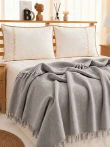 MADE IN TURKEY King Size Bedspread – 100%  Cotton – 200x220 Cm – Breathable &  Coverlet - Grey - View 2