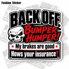 1/3/5Pcs Funny Skull Quote Car Bumper Sticker, 5.5 Inch Back Off Bumper Humper Vinyl Decal, Waterproof Vehicle Sticker For Car Motorcycle, Humorous Warning Decor, Christmas Holiday Gift - Multicolor - View 1