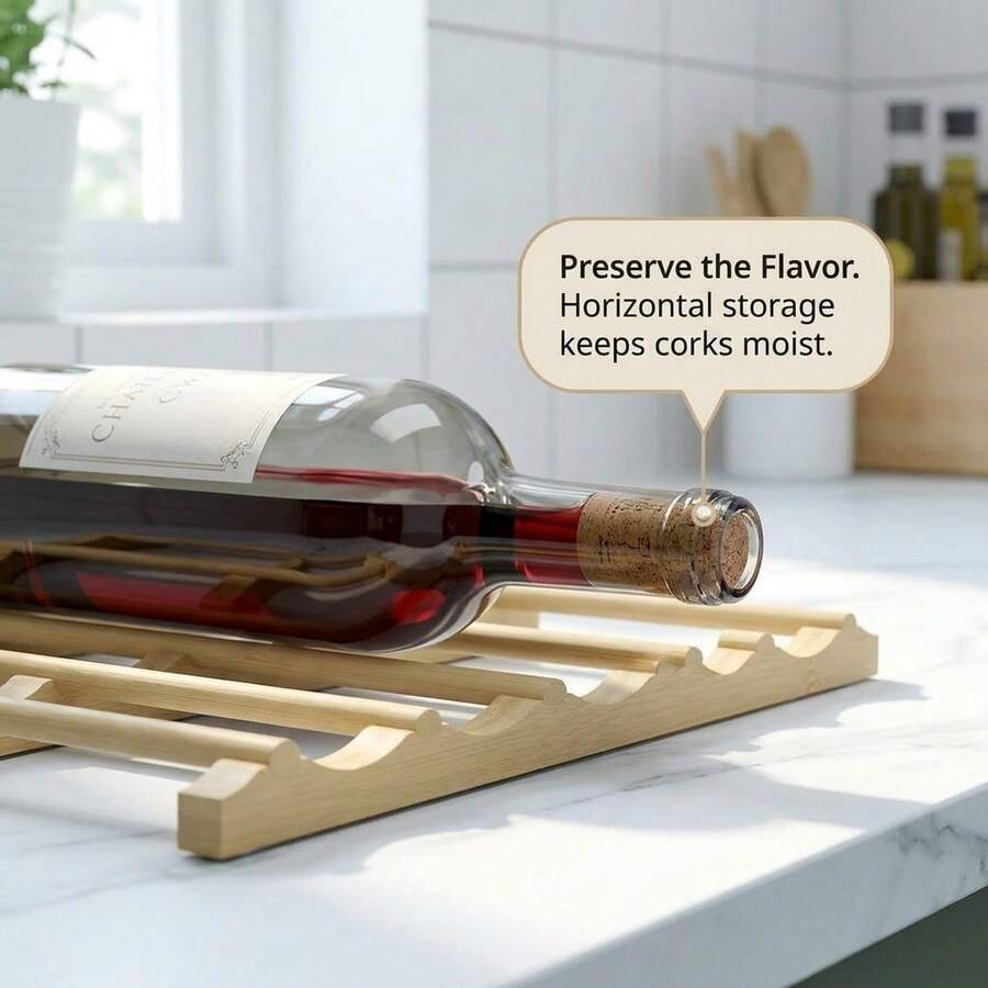 1pc Bamboo Desktop Wine Rack, Bamboo Wine Display And Storage Rack, - Apricot - View 1