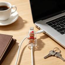 2pcs Christmas Cute Gingerbread Man Theme Data Cable Protector, Type-C Phone Cable Protector, Phone Charger Accessory, Desktop Cable Management, Perfect Christmas Gift - Christmas Style - View 4