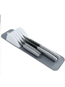 5-Slot & 11-Slot / Detachable 11-Slot Silicone Knife Rack Mat - Antibacterial Kitchen Countertop Storage Rack, Ergonomic Non-Slip Grip, Suitable For Knife Storage And Drying - Solid Color - View 7