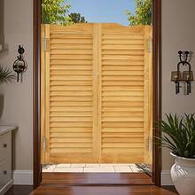 Puertas Batientes para Cafetería, Puerta Interior de Doble Acción con Arco Superior de Madera de Pino 805 x 28 x 1060 mm con Bisagras y Herrajes para Pasillo, Cocina, Bar, Color Madera - 8,75 kg - Ver 1