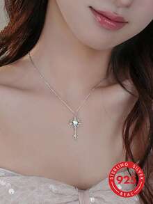 S925 Sterling Silver "Magic Heart Key" Necklace For Women, Simple Sweet Cute Classic Fashion Light Luxury Exquisite Fairy Tale Dreamy - Multicolor - View 3