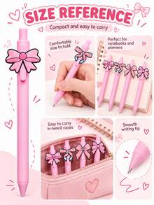 4pcs/Pack Pink Bow Clickable Neutral Ink Pens, Cute Girly Student Stationery, Smooth Writing Office & Study Pen Set - Sets - View 5