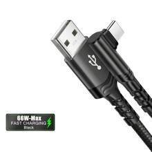 Charger Cepat Tipe C, Kabel USB ke USB C Sudut Kanan dengan Jalinan, Kompatibel dengan , dan Lebih Banyak Smartphone - MultiWarna - View 15