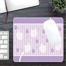 1pc Purple Cute Cat Paw Print Soft Striped Extra Large Extended Gaming Mouse Pad, Non-Slip Rubber Base, Stitched Soft Fabric Surface, Oversized Desk Mat, Suitable For Office, Home, Gaming, Study, Perfect Gift For Friends, Teenagers, Gamers - View 11