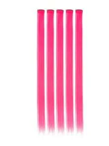 Clip In Colored Hair Extensions, 5 PCS 24 Inch Straight Highlight Hair Strands For Cosplay Party Daily Hairstyle, Multi Colors Available - Multicolor - View 17