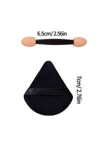 50 piezas Aplicador de esponja reutilizable de doble cabezal para sombra de ojos + Juego de borlas triangulares para polvo, 1 pieza Borla para polvo suelto, Herramientas de maquillaje sin látex, Portátil - Negro - Ver 7