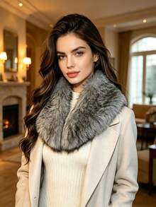 Faux Fur Collar, Winter Detachable Fluffy Fur Scarf For Coat Decor - Multicolor - View 11