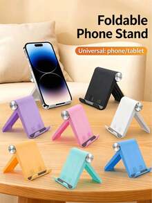 Foldable Portable Desktop Phone Stand, Premium ABS Material, Adjustable Angle, Lightweight Pocket Size, Suitable For All Smartphones And Tablets, Stable Non-Slip, Space-Saving, Phone Holder, Office Desk Accessory - Random - View 1