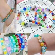 50/100/200pcs/Set Dual-Color Cracked DIY Beads For Jewelry Making Bracelets Necklaces DIY - Magenta and Lake Blue Dual-tone - View 4