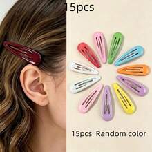 15pcs Random Color Elegant Cute Water Drop Shaped Snap Hair Clips Set - Durable New Year Holiday Hair Accessories, Perfect For Various Celebration Occasions - Multicolor - View 4