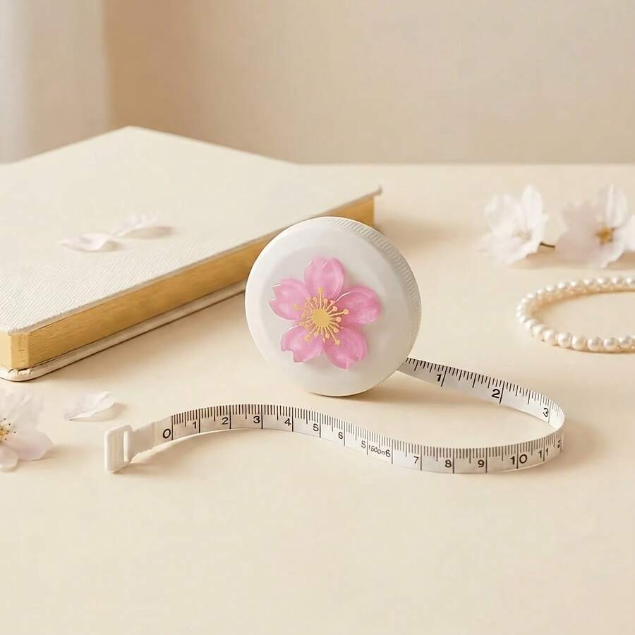 DHboying 1pc Portable, Single-Button, Peach-Pink Floral Sewing Tape Measure Is Suitable For Sewing, Cutting, Knitting, And Measuring The Human Body. It's An Essential Tool For DIY Sewing Tape Measure Design. - Tape Measure - View 1