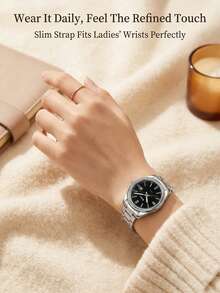 BIDEN Women's Watch Stylish Business Analog Quartz Water-Resistant Watch With Stainless Steel Strap - Black - View 3