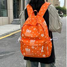 Tas Bahu Retro Baru Motif Bintang Tie Dye Kapasitas Besar Ransel Kasual Ringan dan Sederhana untuk Perjalanan Ransel Komputer Kartun - Jeruk - View 3