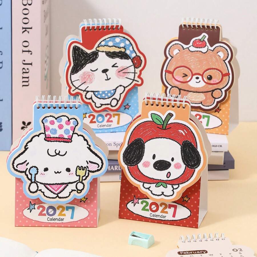 2027 Mini Desk Calendar, Cute Animal Series, New Style Desktop Decor Calendar, Personal Planner Calendar - Calendar - View 1
