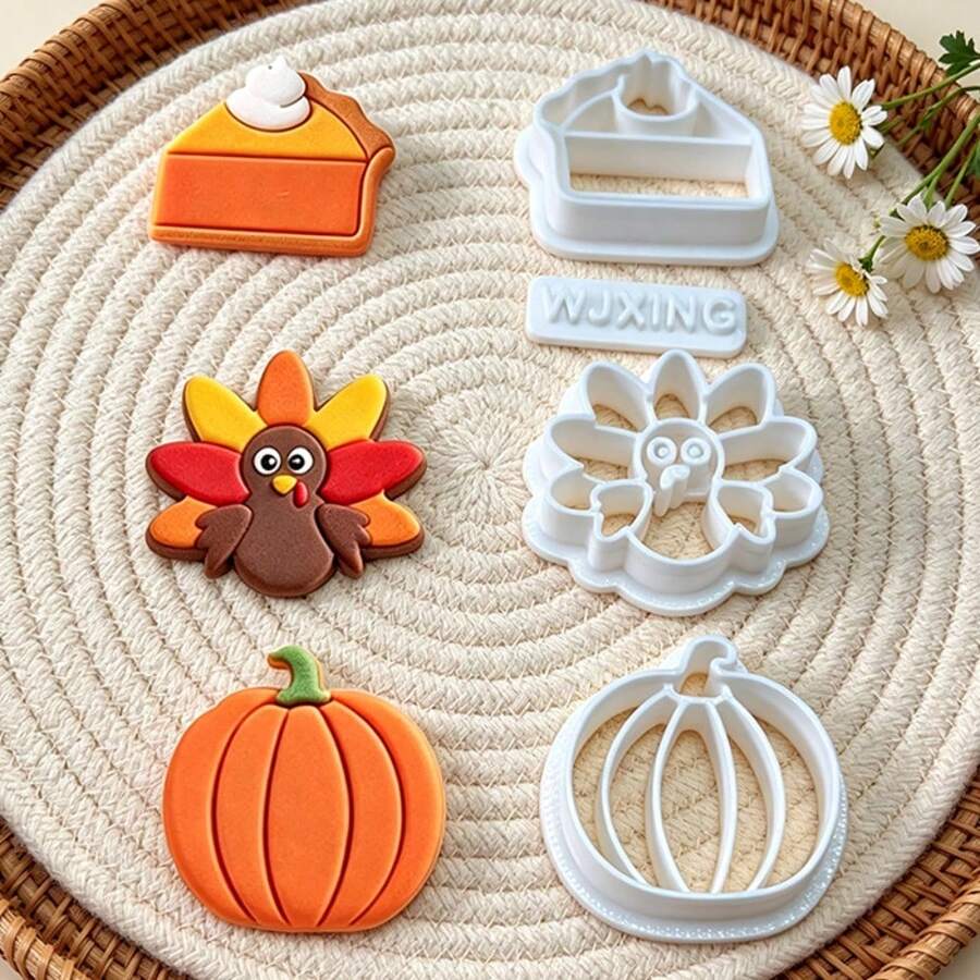 4Pcs Thanksgiving Fall Harvest Polymer Clay Cutters For DIY Earring Pendant Craft Making, Nice Gift For Handmade Hobbyists - 4pcs - View 1