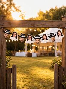 8/12/16pc Personalized Custom Bride Groom Photo Banner Bunting,Custom Face Text Wedding Party Garland,Wedding Holiday Gift,Bride Groom Friends Family - Multicolor - View 6