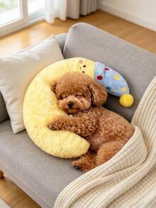 Crescent Moon Pet Pillow, Soft Plush U-Shaped Neck Support Sleeping Cushion For Cats Small Dogs, All-Season Universal For Cats, Rabbits & Small Pets - Multicolor - View 9
