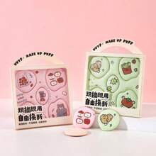 Highly Attractive Apple Print Makeup Puff Set, 5 Pieces Per Box, Super Soft Skin-Friendly Texture, Dry And Wet Dual Use, Reduces Powder Absorption, Fine And Even Application, Smooth Base Makeup, Compatible With Liquid Foundation And Cushion, Compact And Portable, Daily Makeup Essential - Multicolor - View 3