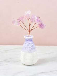 Mini Amethyst Crystal Money Tree Vase, Handmade Copper Wire Wrapped Crystal Tree Desktop Decor - Small Vase - View 5