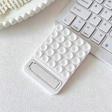 1pc Self-Adhesive Suction Cup Phone Holder: Foldable Low-Profile Adhesive Base With Non-Slip Silicone Pad, Suitable For Bathroom Mirror, Glass And Wall, Perfect For Hands-Free Viewing, Stylish Macaron Color - Multicolor - View 7