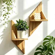 1 Buah Rak Dinding Kayu Segitiga Geometris, Rak Pajangan Dinding untuk Tanaman Kecil, Lilin & Ornamen, Dekorasi Ruangan Boho, Dekorasi Kamar Tidur, Kamar Mandi, Dekorasi Rumah Bergaya, Penyimpanan Dinding Multifungsi untuk Dekorasi Dinding Rumah - View 2