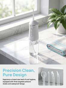 Portable Electric Water Flosser, IPX7 Waterproof, High-Frequency Pulse, Deep Cleaning, 3 Cleaning Modes, With 4 Nozzles, USB Rechargeable, Fully Automatic Handheld Oral Irrigator, Protects Family Dental Health - Multicolor - View 6