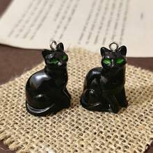 6pcs Cartoon Cute Sitting Black Cat And Transparent Cat Resin Pendants DIY Jewelry Making Accessories, Suitable For Jewelry Making, Earring Making, Pendant Making, Perfect For DIY Jewelry, Earrings, Keychains, Christmas Decorations - Cat Pendant - View 5