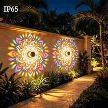 Hollow Iron Art Solar Mandala Projection Wall Light, Projecting Stunning Mandala Pattern Shadows On The Wall, Solar Automatic Switch Sensor, Easy Wall Mount Installation, Weather-Resistant, Suitable For Garden Yard Fence Patio Decor Decorative Light - Mandala Downlight - View 10