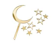 7-Piece Acrylic Cake Decoration Set With Gold Stars And Moons For Party Baking Dessert Decoration - Multicolor - View 5