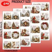 4pcs/Set Stiker Transfer UV Natal Kristen Cocok untuk Kerajinan DIY, Plastik Perekat Diri dengan Adegan Kelahiran Yesus, & Desain Ayat untuk Mug, Laptop, Botol Minum - Tahan Lama untuk Dekorasi Liburan - MultiWarna - View 2
