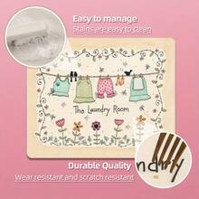 1pc Washing Machine Protective Mat, Washing Machine Cover Pad, Drum Washing Machine Dustproof Mat, Washing Machine Countertop Mat, Washing Machine Waterproof Mat, Drainage Mat, Absorbent Quick-Drying Drainage, Washable And Reusable, Suitable For Balcony, Laundry Room, Bathroom, Drum Washing Machine Top, Dryer Top, Laundry Detergent, Laundry Soap Storage, Laundry Supplies Storage, Home Decor, Rental Home Renovation, Perfect As Housewarming Gift, Christmas Gift - Multicolor - View 6