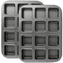 6-Cavity/12-Cavity/48-Cavity Square Mini Toast Cake Mold, Old-Style Bread Mold, Carbon Steel Non-Stick Baking Tray, Multi-Cavity Baking Pan For Home Use, Mini Cake Baking Pan - Black - View 9