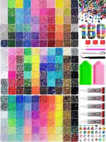 3-Box Set (180 Compartments) Of Resin Rhinestones With 5 Tubes Of Glue – Vibrant, Multi-Colored, Sparkling Nail Art Rhinestones; Includes Rhinestone Picker Tool And Scoop; Suitable For DIY Nail Art, Shoes, Tumblers, And Phone Case Decoration. - Multi-color - View 7