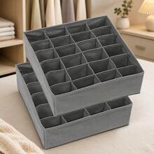 1pc Grey Clothing Storage Box, Underwear & Panties Divided Organizer - Grey - View 5