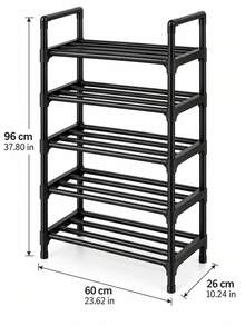 5-Tier Stackable Shoe Rack Organizer, Narrow Space-Saving Freestanding Shoe Storage Shelf, Multi-Purpose Organizer For Entryway, Closet, Bedroom & Dorm, Black - Black - View 5
