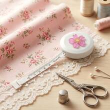 DHboying 1pc Portable, Single-Button, Peach-Pink Floral Sewing Tape Measure Is Suitable For Sewing, Cutting, Knitting, And Measuring The Human Body. It's An Essential Tool For DIY Sewing Tape Measure Design. - Tape Measure - View 8