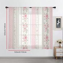 2pcs Cute Pink Rose Sheer Curtains,Floral Pattern Privacy Window Curtains,Cottagecore Style Polyester Drapes For Girls Bedroom Living Room Home Decor,Suitable For All Seasons,Machine Washable,Romantic Wedding Decoration Sheer Curtains,90gsm - Multicolor - View 14
