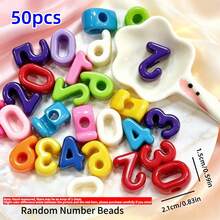 30/50pcs Acrylic Random A-Z Bold Letter And Number Beads, Mixed Color Loose Beads For Jewelry Making, DIY Friendship Bracelets, Necklaces, Bag Charms, Keychain Crafting, Personalized Gifts, Adult Handmade Materials - Multicolor - View 12