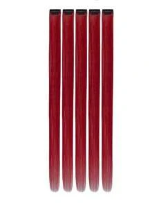 Clip In Colored Hair Extensions, 5 PCS 24 Inch Straight Highlight Hair Strands For Cosplay Party Daily Hairstyle, Multi Colors Available - Multicolor - View 14