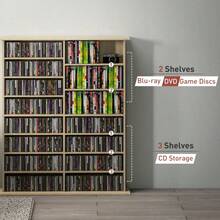 16-Compartment Media Shelf - Nature Wood - Natural Wood + Engineered Wood - View 7