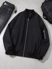 Men's Spring/Autumn Lightweight Baseball Jacket, Outdoor Casual Sports Jacket, Men's Top - Black - View 3