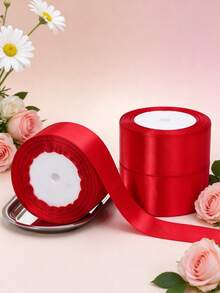 A Roll Of 4cm Wide Satin Ribbon Bow Hair Accessory Making Cake Baking Binding - Ribbon Roll - View 13
