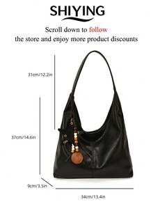 1pc Solid Color PU Leather New Women's Backpack, Shoulder Bag, Fashionable Versatile Crescent Bag, Magnetic Closure, Suitable For Commuting, Shopping, Dating, - Multicolor - View 7