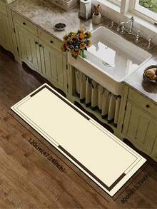 1pc Vintage Thin Frame Diatomaceous Earth Kitchen Mat, Luxury Minimalist Style, Cushioned Anti-Fatigue, 3.5mm Trimmable, Wear-Resistant Decorative Rug For Kitchen, Bathroom, Entryway, Living Room - Multicolor - View 7