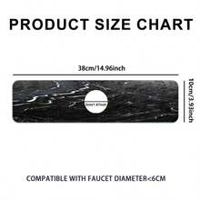 1pc Black Marble Water Ripple Faucet Drip Tray, Absorbent Mat, Protects Countertop, Easy To Clean, Suitable For Kitchen Sink, Bathroom Faucet, Vegetable Sink Countertop, Bathroom Vanity, Home Decor | Kitchen Decor | Bathroom Decor, Perfect Housewarming Gift, Christmas Gift - Multicolor - View 9