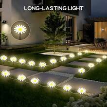 Create A Romantic Garden Night Scene With This Solar Powered Daisy Ground Light, 8LED, 12LED, 20LED Multiple Specifications Available, Warm Yellow Soft Light Healing And Soothing, Realistic Daisy Design Fresh And Elegant, Transparent Petals Bloom With Soft Glow At Night. Solar Powered Design, Automatically Absorbs Sunlight And Stores Energy During The Day, Built-In Light Sensor, Automatically Lights Up At Night, No Wiring And No Electricity Cost - Solar Ground Stake Daisy Light - View 4