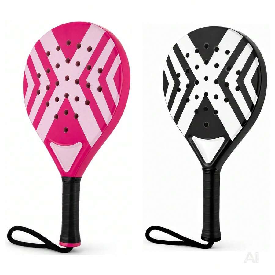 TK Gruppe 2er Padelschläger Erwachsene – Padel Set mit Meshtasche für Einsteiger & Fortgeschrittene, Padel Rackets für Training & Match (2er Set Pink & Weiß) - A - Übersicht 1
